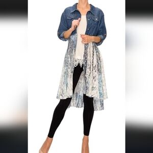 Chic Denim and Lace High-Low Dress